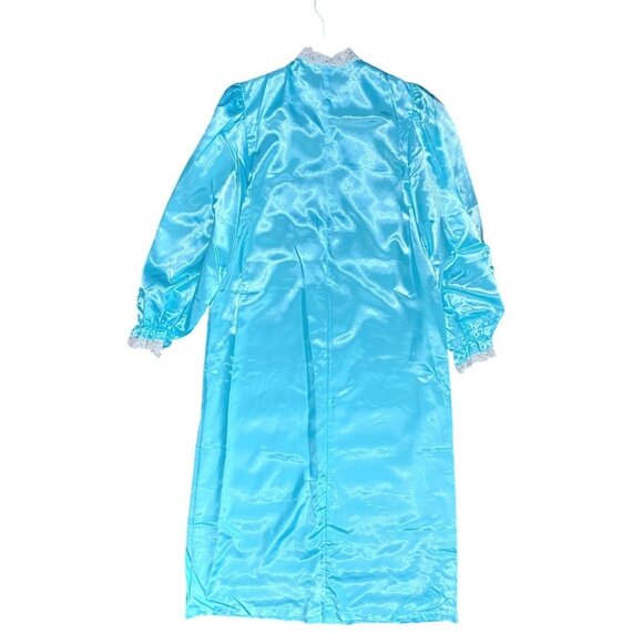 size S NWT NOS vintage Henson Kickernick silkalure aqua gown nightgown silky lon - Picture 4 of 7